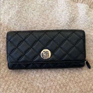 Kaye Spade Natalia Large Turn lock Elegant Black Quilted Wallet
